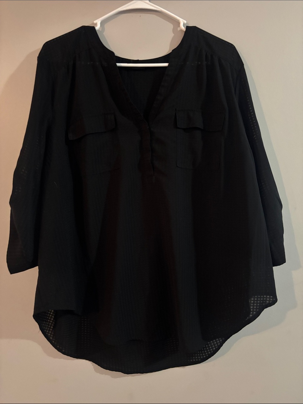 torrid Black V-Neck Pullover Tunic with Chest Flap Pockets